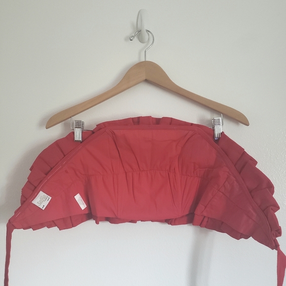 Selfie Leslie Thea Ruffle Linen Tie Back Crop Top Red Size USA Small - Picture 8 of 15